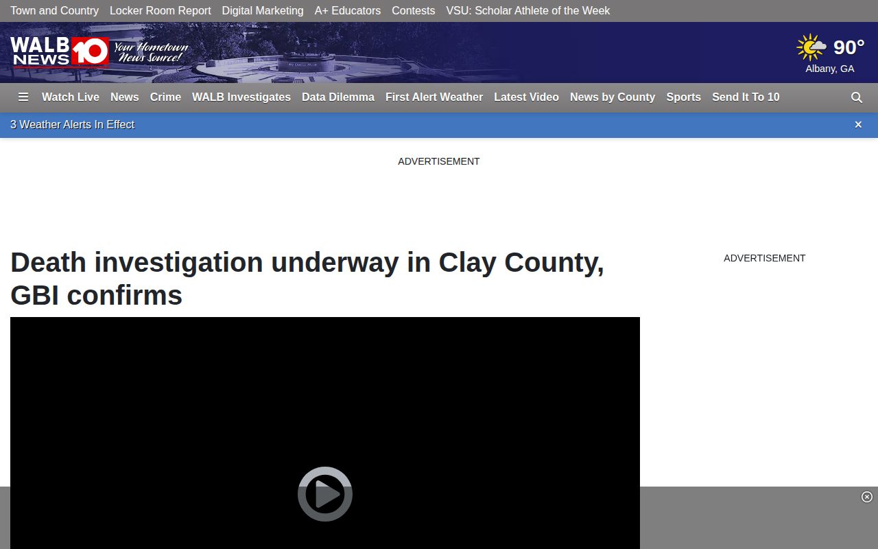WALB Clay County investigation report used as a regional crime-news example